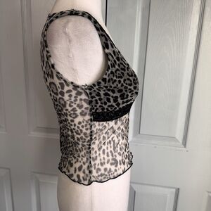 Vibe  Women medium Camisole Baby‎ Doll Mesh Lace Retro Y2K Style Leopard Print